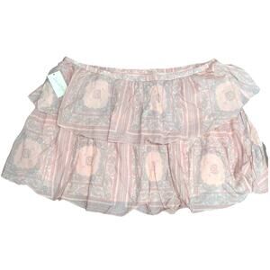 Universal Thread Pink Bandana Paisley Tiered Mini Skirt 3X Boho Ruffle